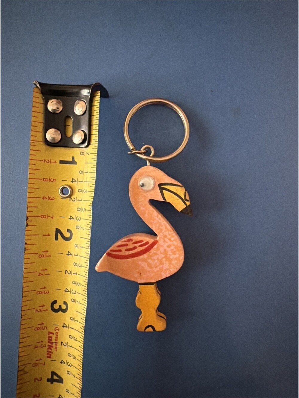 Vintage Flamingo Key Chain With Googly Eyes